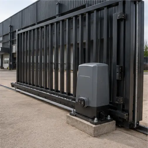 Double swing gate motor installation at a residential property