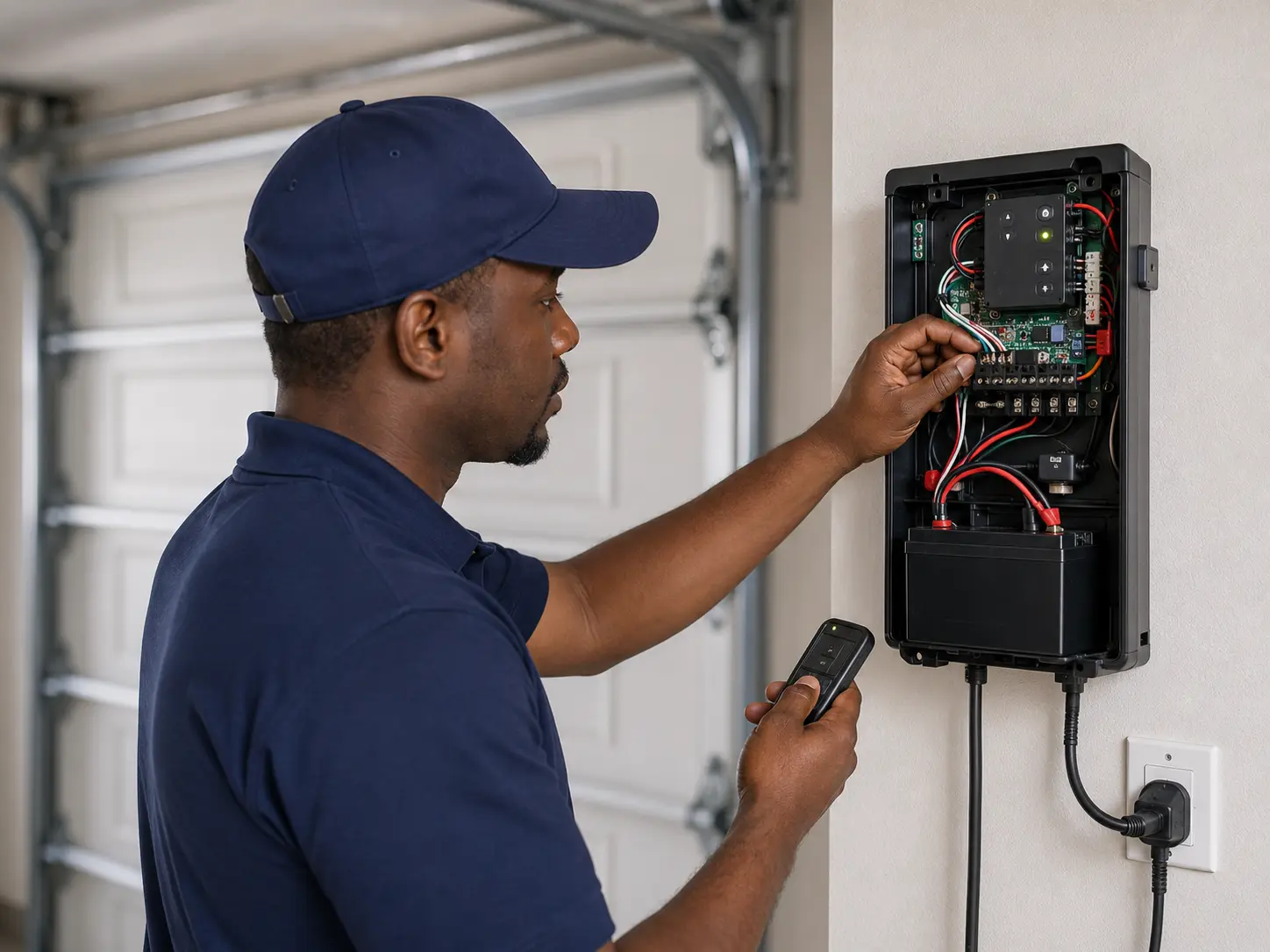 Close-up inspection of garage door springs cables rollers and tracks